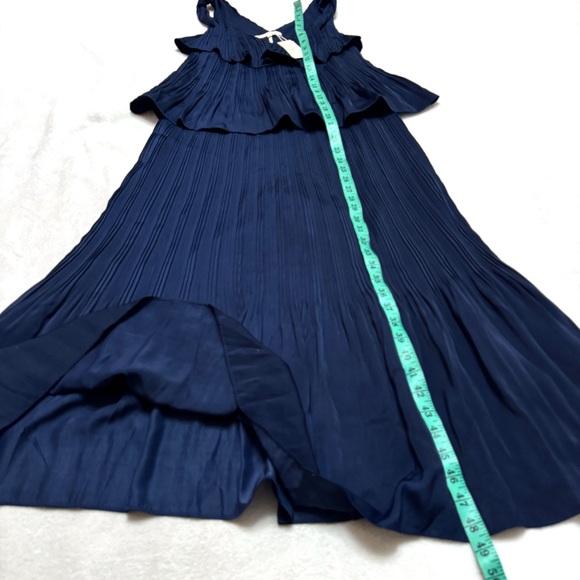 Maje sz 1 US Small Rockanil Pleated Tiered Midi Dress Marine Navy twist straps - Picture 8 of 11